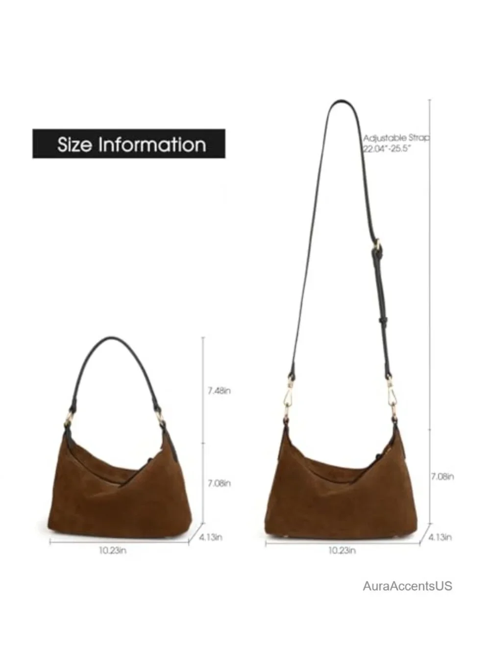 Real Cowhide Suede Slouchy Crescent Hobo Bag Crossbody Shoulder Handbag